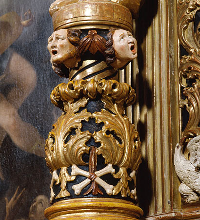 Andrea Brustolon, Altare delle Anime, particolare. Pieve di Zoldo (BL), Chiesa di San Floriano